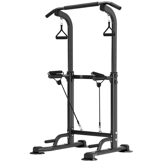 Power Tower Pull Up Bar,Pull-Up Rack Dip Station,Height Adjustable Multi-functional Home Strength Training Gym Equipment, Save Space,People Below 6 feet
