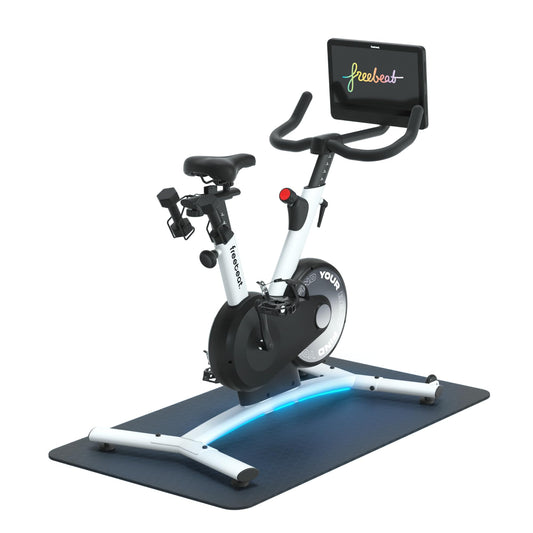 Freebeat Boom Exercise Bike, Smart Spin Bike for Home, 15.6'' HD Touchscreen, Auto Resistance, Compact Stationary Bike with Screen, Bluetooth, Scenic Rides, Training Algorithm, Gamified Classes with Expert Instructors