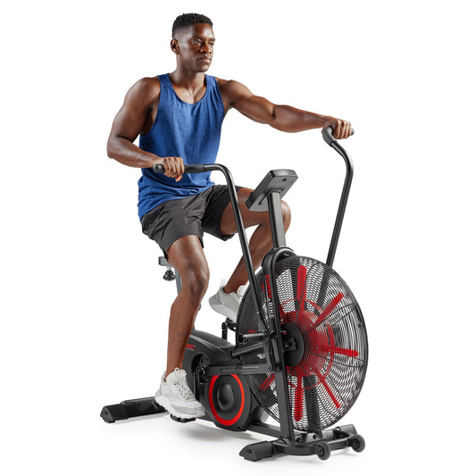 Sunny Health & Fitness Premium Smart Cross-Training Fan Bike, Air Resistance Cardio Machine w/330lb Capacity for Intensive Home Workout, Customizable Monitor w/Free SunnyFit App Connection-SF-B223018