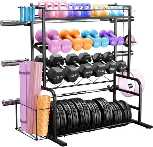 XL Adjustable Dumbbell & Barbell Rack