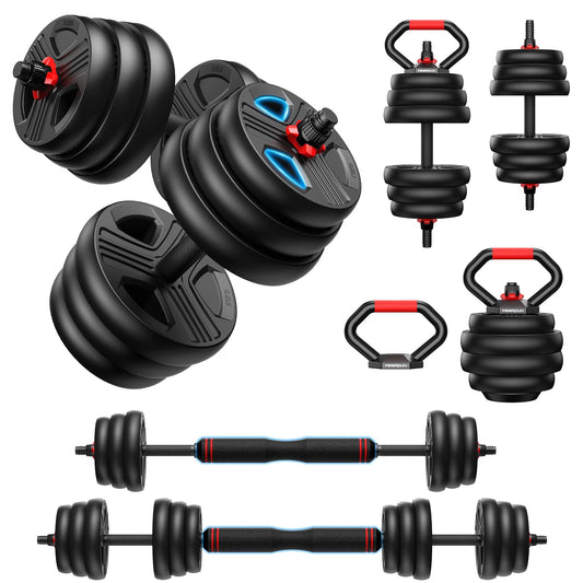 Adjustable dumbbell set,20/35/45/55/70/90lbs Free Weights set with upgraded nut, 4 in 1 Weight Set Used as Kettlebells, Barbell, Push up Stand, Fitness Exercise for Home Gym Suitable Men/Women