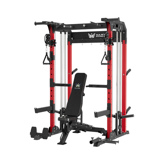 MAJOR FITNESS F22 Power Rack, 1600lbs All-in-One Squat Rack with Cable Crossover, Dual Pulley System, Heavy-Duty Steel Frame, Attachments & Storage for Home Gym Strength Training