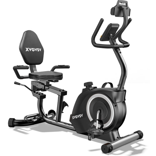 Recumbent Exercise Bike for Home Use, Quiet Recumbent Stationary Bikes for Adults & Seniors, 16-Level Resistance, Adjustable Seat, Supports 400LB, Pulse Sensors & LCD Display