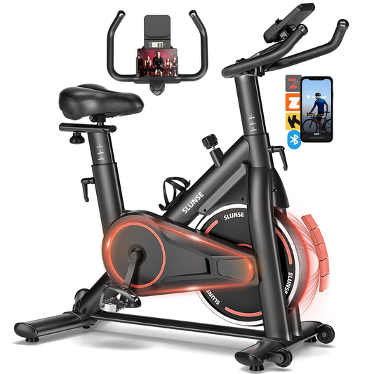 Exercise Bike, Adjustable Magnetic Resistance Stationary Bikes for Home with App Compatible, Quiet Indoor Cycling Bike with 350lbs Weight Capacity Comfortable Seat, Digital Monitor & Phone Mount