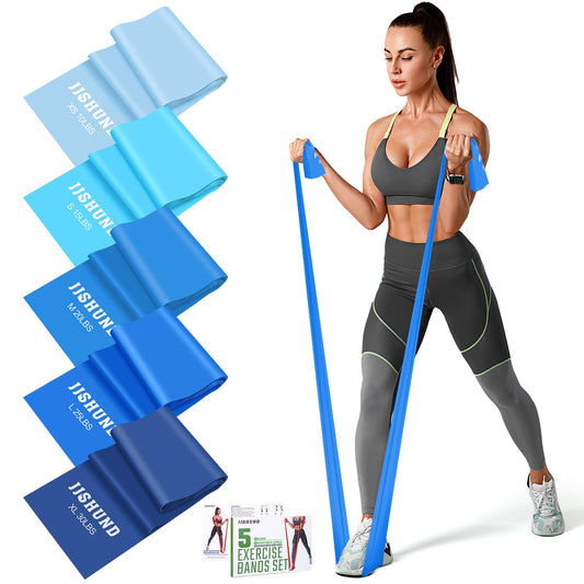 5 Pcs Resistance Bands, Professional Exercise Bands Elastic Stretch Bands for Fitness Yoga Pilates Stretching Strength Training, Workout Bands for Women and Men Home Gym