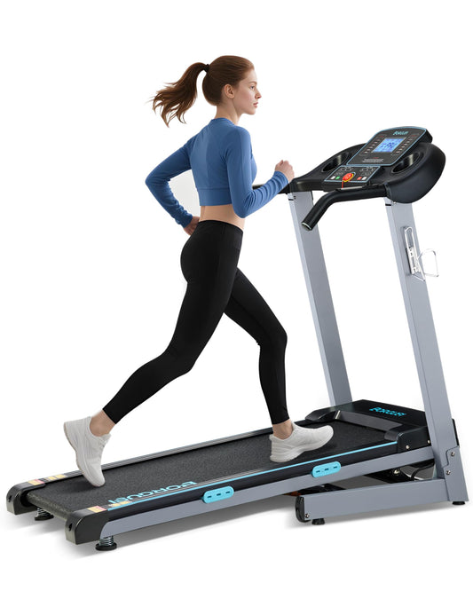 Treadmill with Auto Incline - 300 lb Capacity, 3.0HP Folding Electric Treadmill Up to 8.5 MPH Speed, Running Machine with 17.5" Wide Tread Belt and Bluetooth Speaker for Home Use