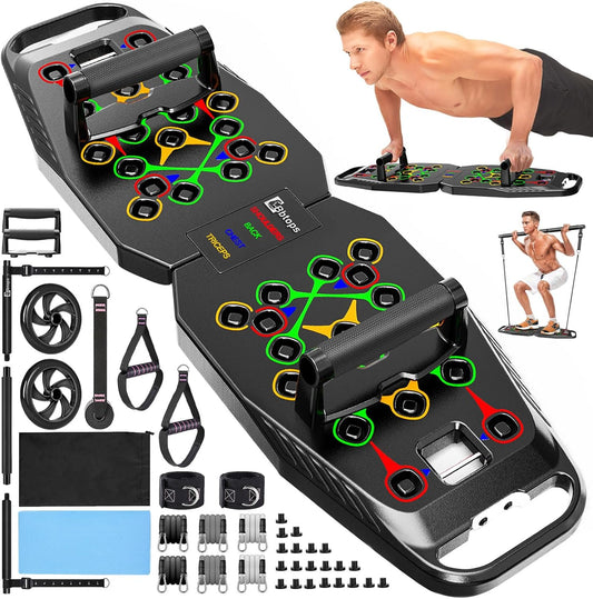 25-in-1 Foldable Push-Up Board & Bar for Home Gym
