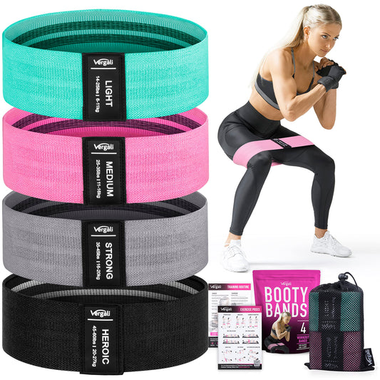 4-Pack Fabric Resistance Bands for Legs & Glutes